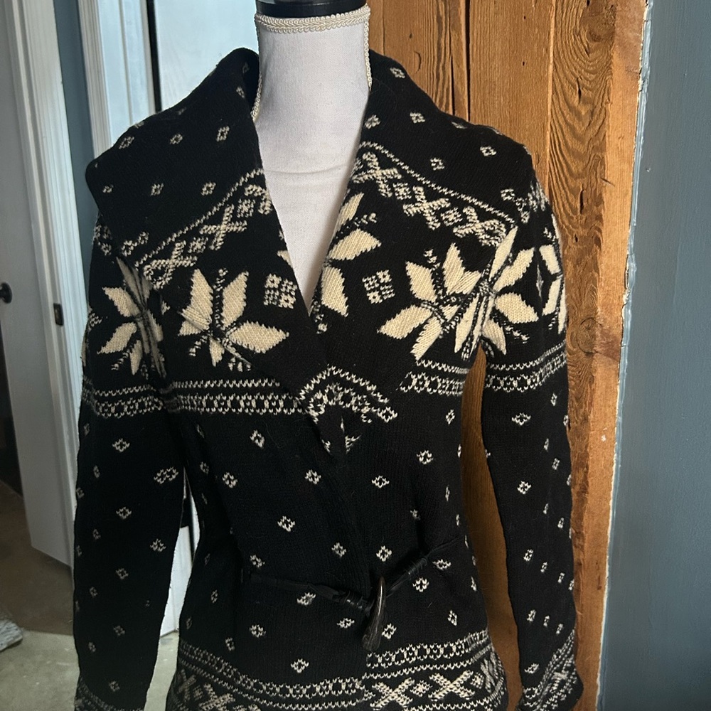 Ralph Lauren Black and White Patterned Cardigan